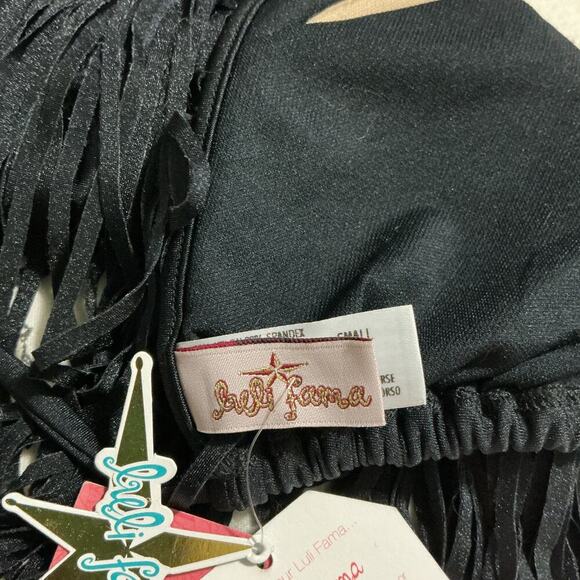 Luli Fama Black Fringe Bikini Top - Size Small NWT - Picture 10 of 10